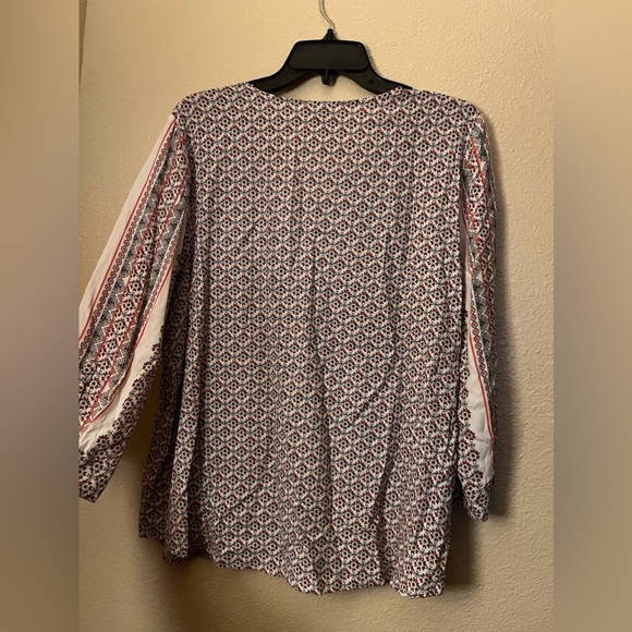 J. Jill 3/4 Sleeved V-Neck Floral Blouse L - Picture 2 of 9